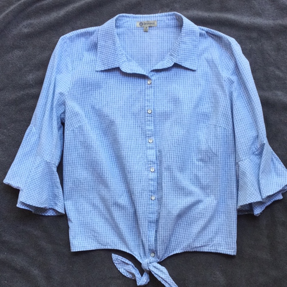Democracy 3/4 Sleeve Tie Front Blouse M